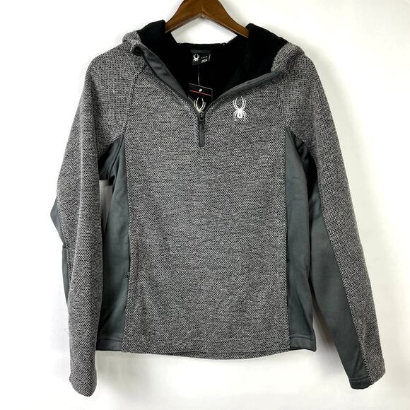 Spyder Boundless | NWT Gray on Gray Quarter Zip Pullover Hoodie Sweatshirt - Picture 3 of 14